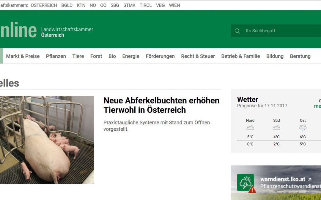 Arbeitskreis „Wasserqualität“ in Österreich am Di 28.11. für Schweinehalter